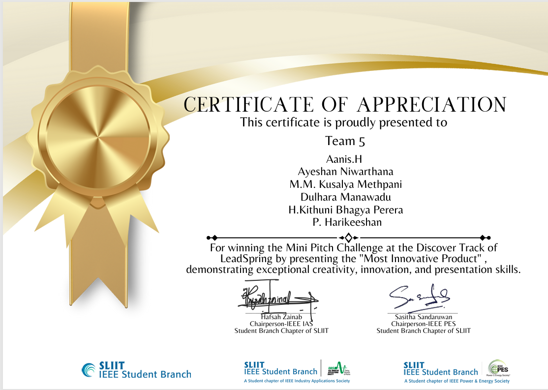 Mini Pitch Award Certificate